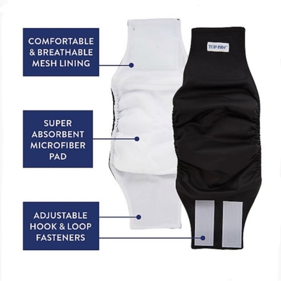 NWT 2 Top Paw Washable Male Wrap Cover-Ups Size Large - Picture 5 of 16